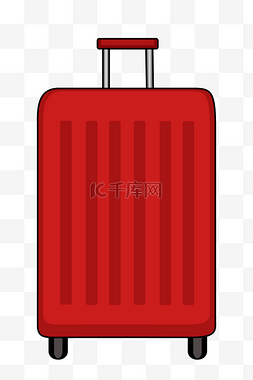 手绘红色行李箱图片_手绘红色拉杆箱插画