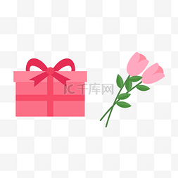 情人节礼物盒玫瑰花装饰元素