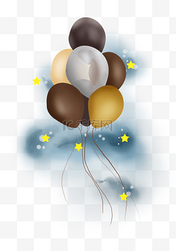 彩色手绘星星图片_七夕情人节天上的气球