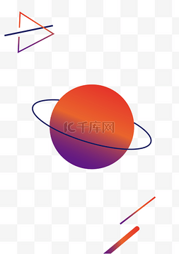 几何橙图片_炫酷星球线条元素
