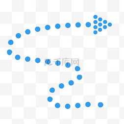 弯曲箭头手绘图片_手绘斑点蓝色流畅弯曲箭头