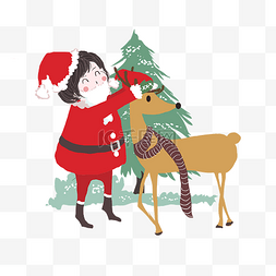 圣诞节人物和麋鹿