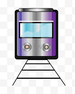 蓝色手绘旅游图片_紫色旅行火车