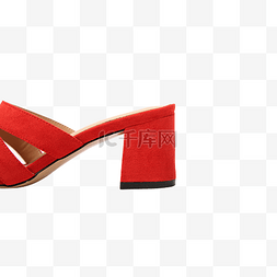 实拍女性红色高跟拖鞋