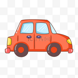顶图小汽车图片_卡通手绘红色小汽车插画