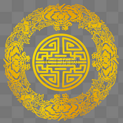 中国风传统烫金花纹免抠图