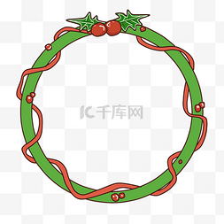 红色的花环图片_圣诞节绿色的花环边框