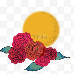 团员尊老爱老图片_中秋节花好月圆插画