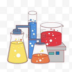 卡通玻璃制品图片_化学实验用品插画