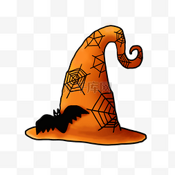 巫师帽图片_万圣节橘色尖顶帽巫师帽PNG免抠素