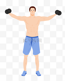 健身肌肉矢量图片_矢量卡通男士减肥