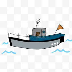 卡通手绘轮船图片_手绘行驶的轮船插画