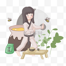 长寿保健图片_休闲养生蜂蜜人物插画