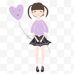 紫色头发女孩图片_紫色拿气球的女孩元素
