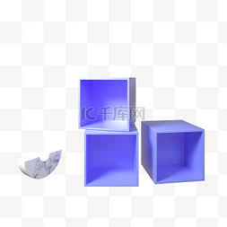 蓝色c4d场景图片_C4D立体家具场景产品框免抠图元素