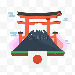 卡通日本富士山图片_矢量卡通免扣日本