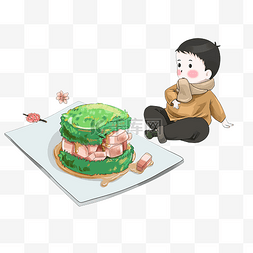 春分卡通人物图片_春分吃春菜的小男孩