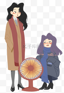 插画小太阳图片_冬季小太阳取暖插画