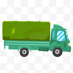 物流卡通图片_卡通绿色的大卡车