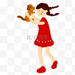 可爱的小猫小狗图片_彩色和小狗玩耍的女生
