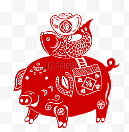 水彩猪年台历图片_卡通手绘猪年剪纸春节