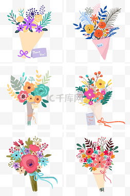卡通教师节送礼物图片_小清新手绘花朵花束组图PNG免抠素