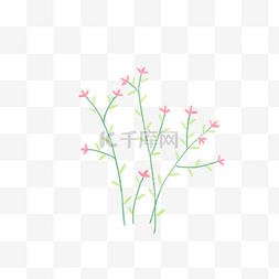 小清新绿叶海报图片_绿叶枝桠小花朵PNG