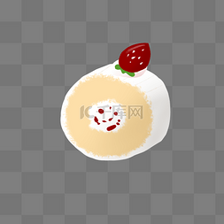 草莓夹心卷蛋糕手绘