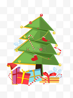节日元素之圣诞树几何手绘可商用