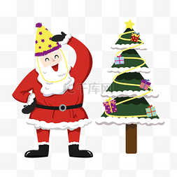 紫色礼盒图片_圣诞老人和圣诞树插画