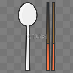 中式扁平化图片_一双筷子和一只勺子