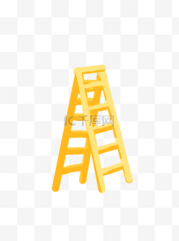 手绘一张黄色梯子可商用元素