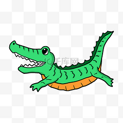 手绘卡通绿色鳄鱼插画