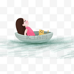 梦境中的女孩与小船