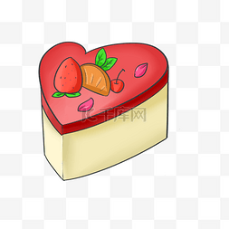 红色心形蛋糕插画