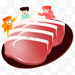 立春吃鲜猪肉插画