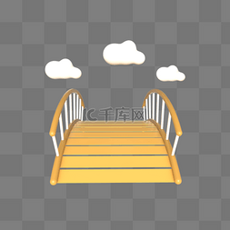卡通小桥图片_C4D立体情人节鹊桥相会卡通桥装饰