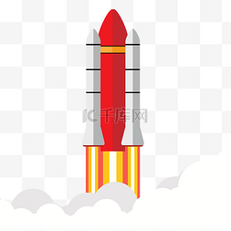 起飞的火箭卡通图片_红色航天日火箭插图