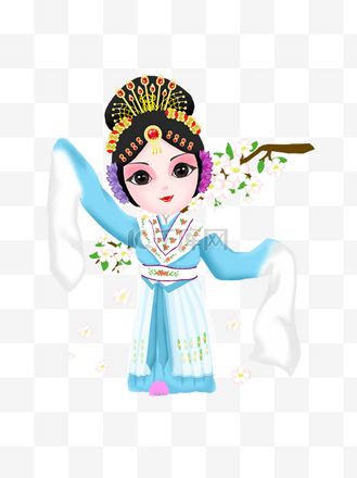 京剧旦角青衣人物唱京戏卡通手绘插画