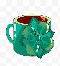 绿色装饰咖啡插画