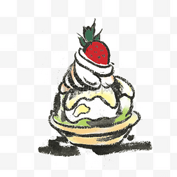 冰淇淋甜品手绘插画