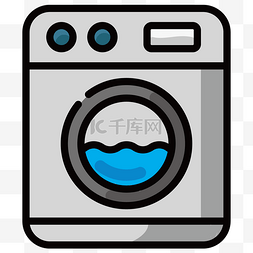 卡通滚筒洗衣机图片_银色的金属洗衣机