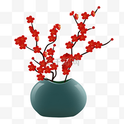 花瓶花盆图片_梅花花盆手绘图片