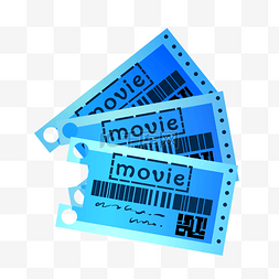 电影票图片_蓝色的电影票插画