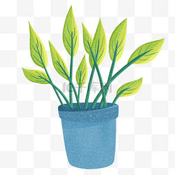 卡通绿叶植物盆栽