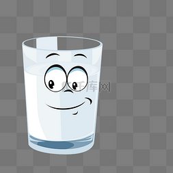 玻璃杯矢量图图片_带表情的牛奶杯矢量免抠图