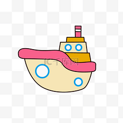 救生圈卡通图片_手绘粉色的轮船插画