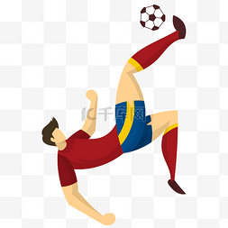 世界杯踢足球图片_卡通矢量倒挂金钩踢足球的人