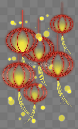 发光红色灯笼图片_2019跨年元旦霓虹灯灯笼