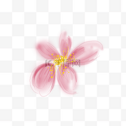 国风粉色水墨图片_手绘一朵粉色桃花